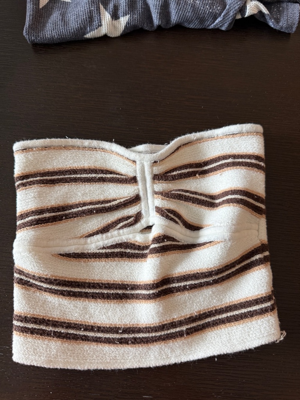 American Eagle Outfitters Cream and Brown Striped Crop Tube Top